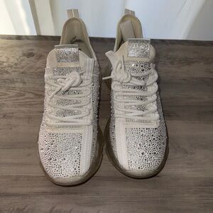 Steve Madden White Rhinestone Sneakers